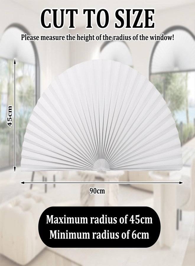 panthra 2 PCS Half Circle Window Shade, Arch Window Shade, Radius 17.7 Inches, Blackout Shades, Cordless and No Drilling Required, Half Moon Honeycomb Blinds for Windows Easy Install (White) - Image 2